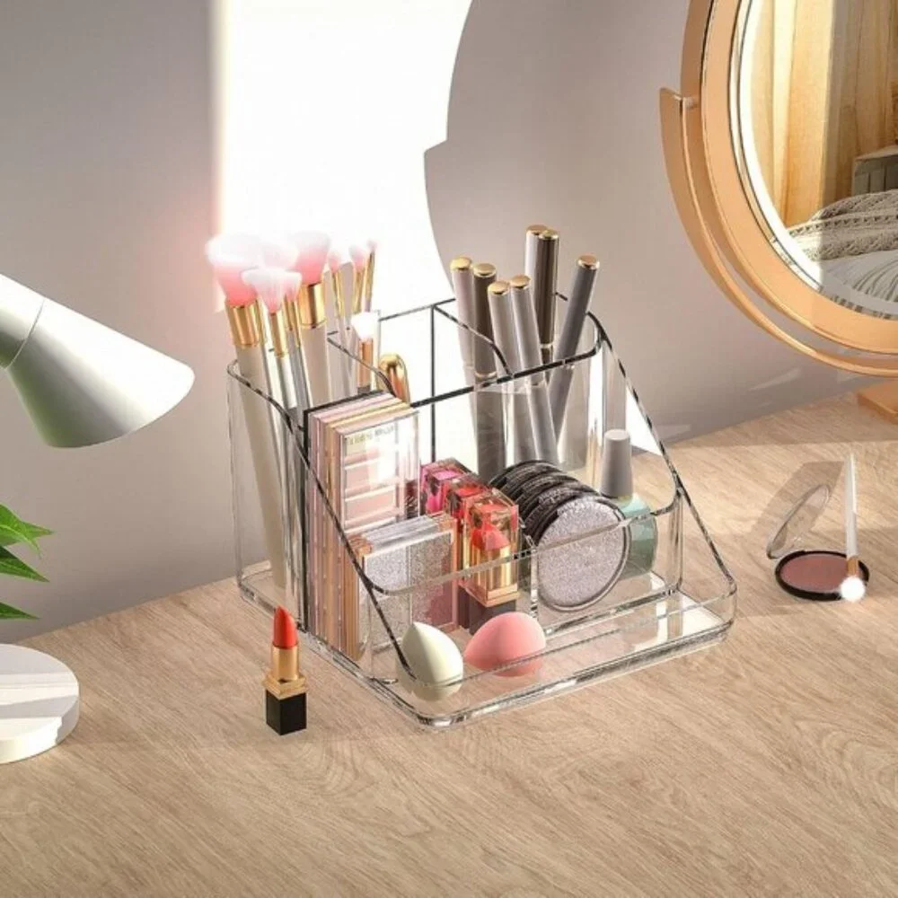 New Makeup Organizer Tray with 6 Compartments for Jewelry & Vanity Storage